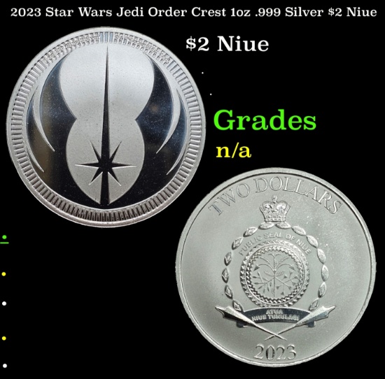 2023 Star Wars Jedi Order Crest 1oz .999 Silver $2 Niue Grades Ungraded