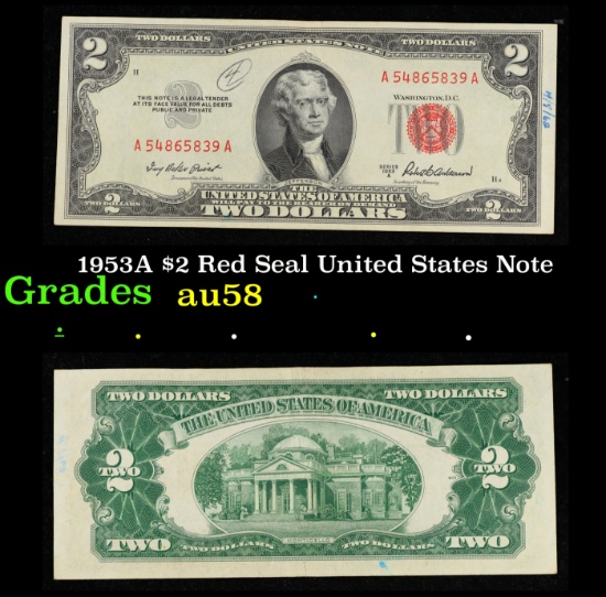 1953A $2 Red Seal United States Note Grades Choice AU/BU Slider