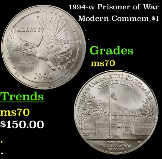 1994-w Prisoner of War Modern Commem Dollar $1 ms70 SEGS