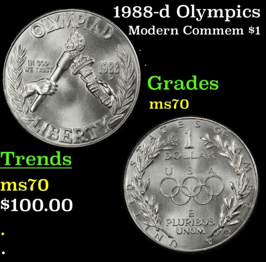 1988-d Olympics Modern Commem Dollar $1 ms70 SEGS