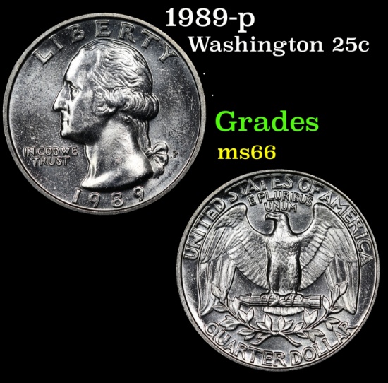 1989-p Washington Quarter 25c Grades GEM+ Unc