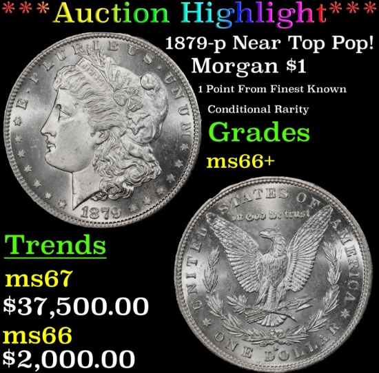 *Highlight* 1879-p Morgan Dollar Near Top Pop! $1 ms66+ SEGS (fc)