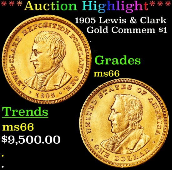 *Highlight* 1905 Lewis & Clark Gold Commem Dollar 1 ms66 SEGS (fc)