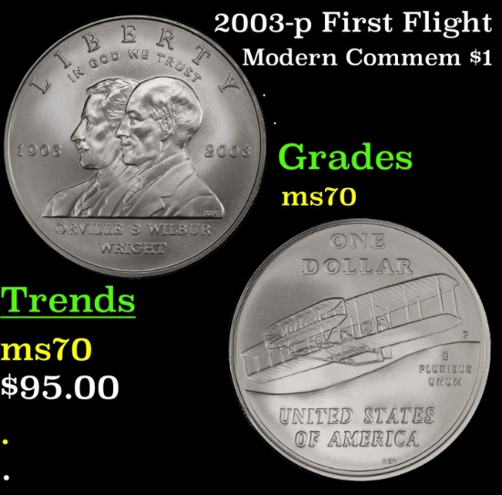 2003-p First Flight Modern Commem Dollar $1 ms70 SEGS