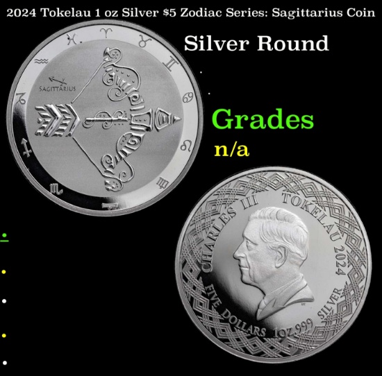 2024 Tokelau 1 oz Silver $5 Zodiac Series: Sagittarius Coin