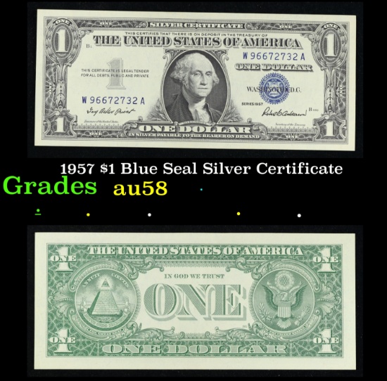 1957 $1 Blue Seal Silver Certificate Grades Choice AU/BU Slider