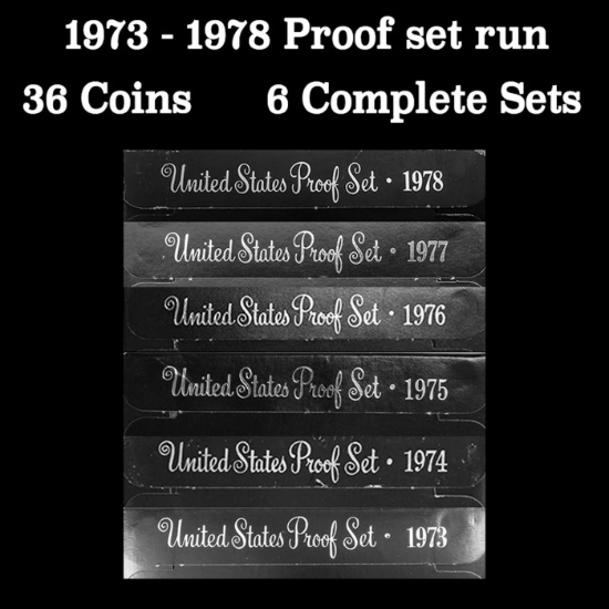 *Highlight* 1973-1978 Proof Set Run 36 Coins 6 Complete Sets (fc)