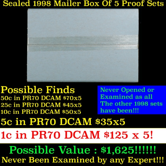 Original sealed box of 5x 1998 United States Mint Proof Sets