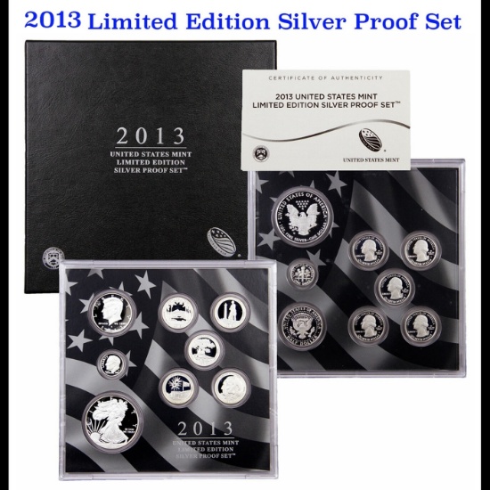 RARE 2013 United States Mint Limited Edition Silver Proof Set 8 coins, Over 2.25oz Of Silver low min