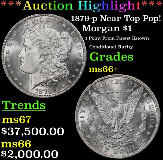 *Highlight* 1879-p Morgan Dollar Near Top Pop! $1 ms66+ SEGS (fc)