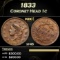 1833 Coronet Head Large Cent 1c Grades xf45