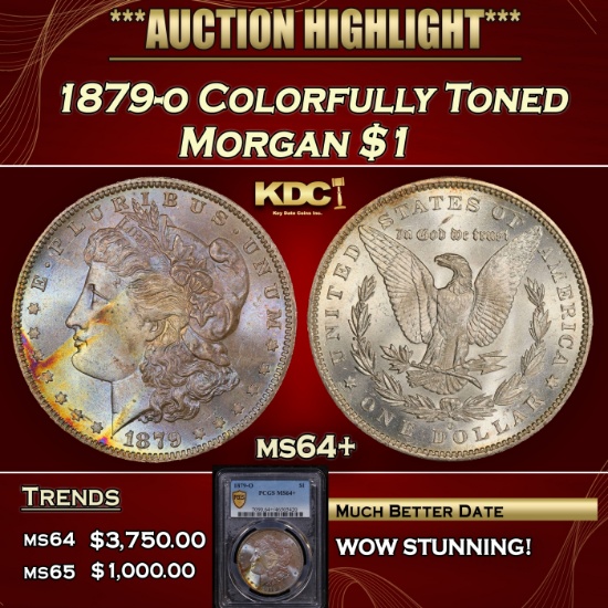 PCGS 1879-o Morgan Dollar Colorfully Toned $1 ms64+ PCGS