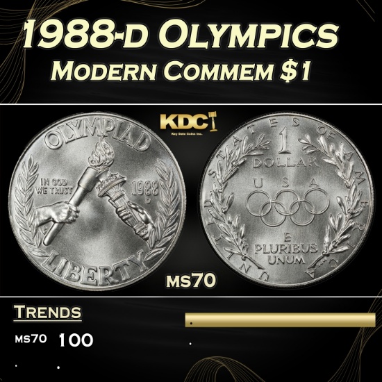 1988-d Olympics Modern Commem Dollar $1 ms70 SEGS