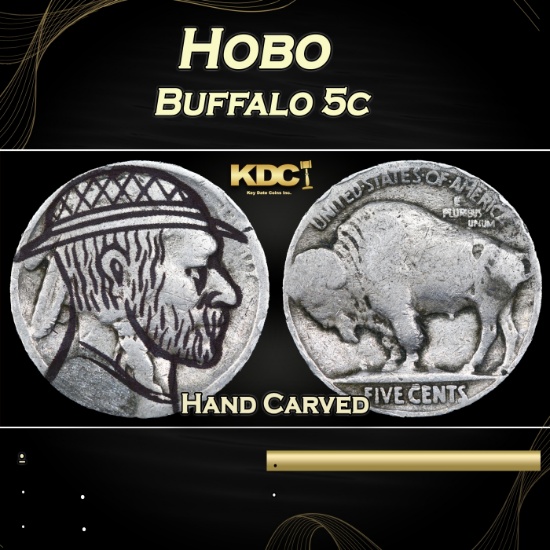 Hobo Buffalo Nickel 5c Grades Hand Carved