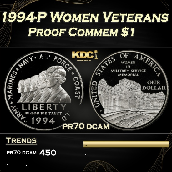1994-P Women Veterans Proof Modern Commem Dollar $1 pr70 dcam SEGS