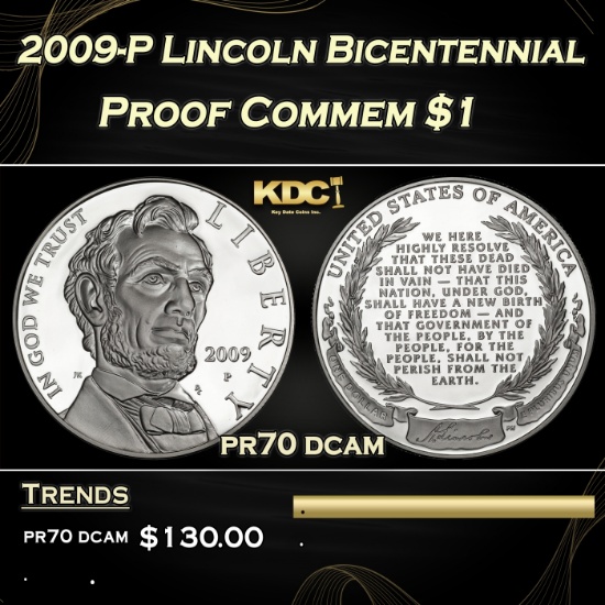 2009-P Lincoln Bicentennial Proof Modern Commem Dollar $1 pr70 dcam SEGS