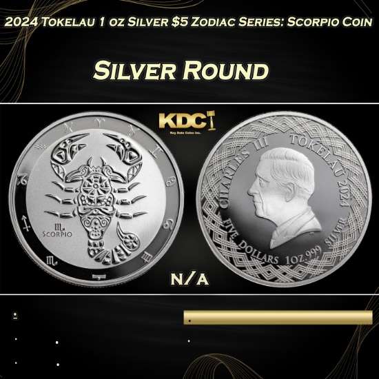 2024 Tokelau 1 oz Silver $5 Zodiac Series: Scorpio Coin