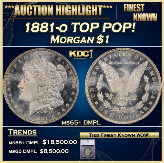 1881-o Morgan Dollar TOP POP! 1 ms65+ DMPL SEGS