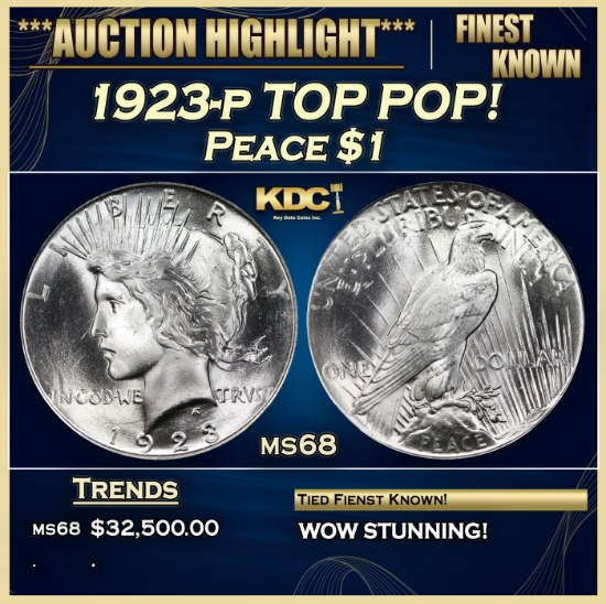 1923-p Peace Dollar TOP POP! $1 ms68 SEGS