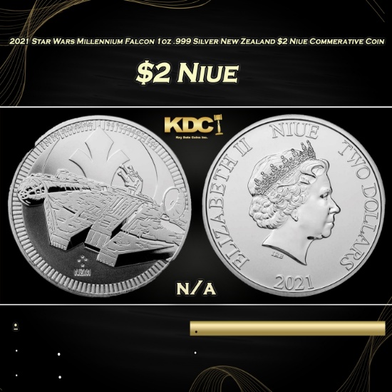 2021 Star Wars Millennium Falcon 1oz .999 Silver New Zealand $2 Niue Commerative Coin Grades Ungrade