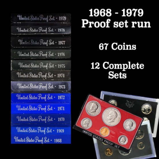 1968-1979 Proof Set Run 67 Coins 12 Complete Sets