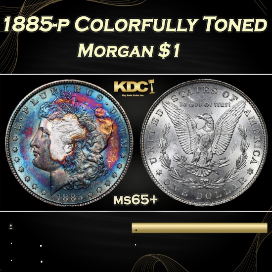 1885-p Morgan Dollar Colorfully Toned 1 Grades ms65+