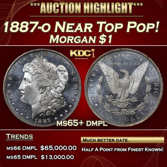 1887-o Morgan Dollar Near Top Pop! $1 ms65+ dmpl SEGS