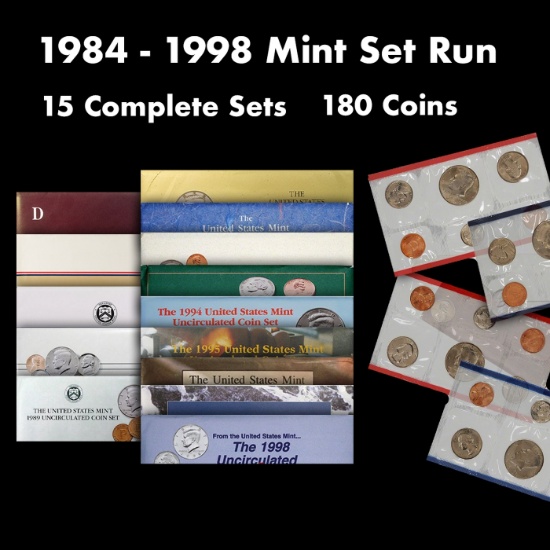 1984-1998 Mint Set Run 180 Coins 15 Complete Sets