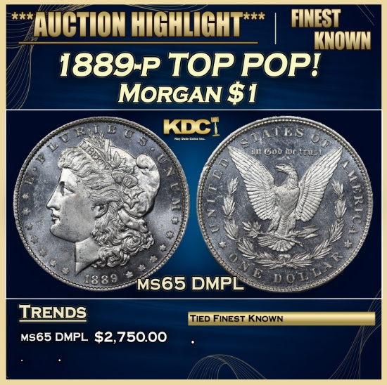 1889-p Morgan Dollar TOP POP! $1 ms65 DMPL SEGS