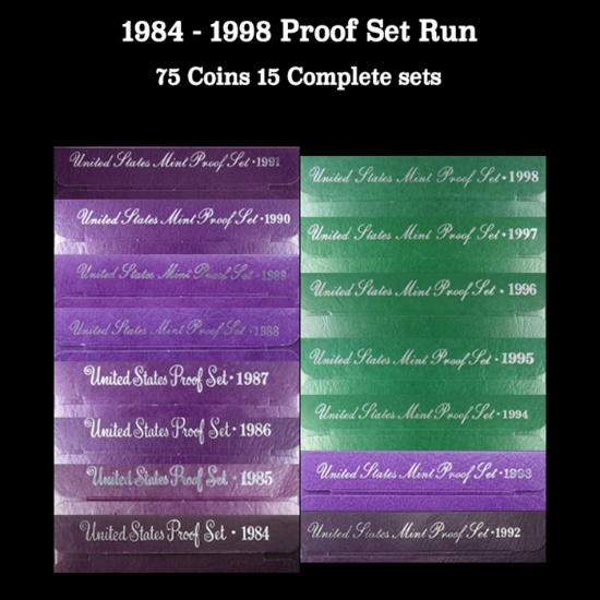 1984-1998 Proof Set Run 75 Coins 15 Complete Sets