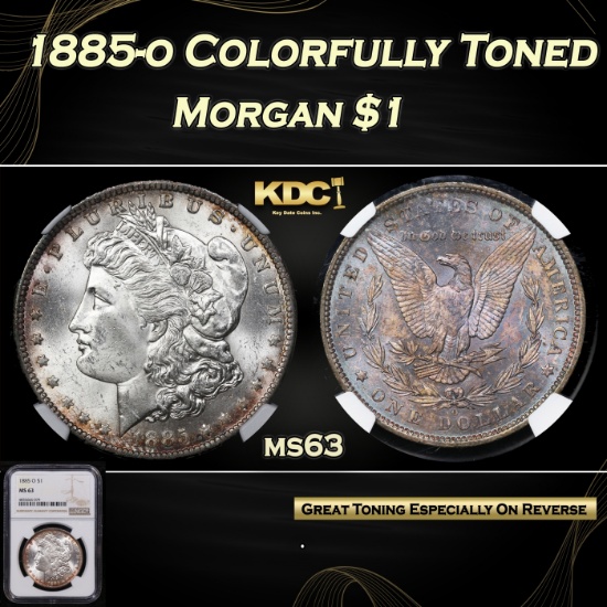 NGC 1885-o Morgan Dollar Colorfully Toned $1 ms63 NGC