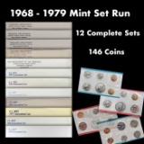 1968-1979 Mint Set Run 146 Coins 12 Complete Sets