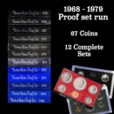 1968-1979 Proof Set Run 67 Coins 12 Complete Sets