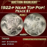 1922-p Peace Dollar Near Top Pop! 1 ms66+ SEGS