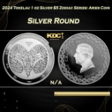 2024 Tokelau 1 oz Silver $5 Zodiac Series: Aries Coin