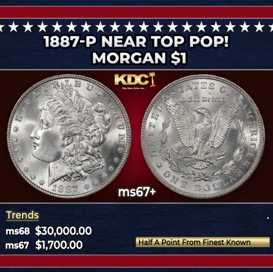 1887-p Morgan Dollar Near Top Pop! $1 ms67+ SEGS