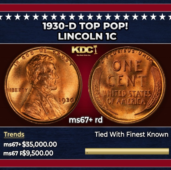 1930-d Lincoln Cent TOP POP! 1c ms67+ rd SEGS
