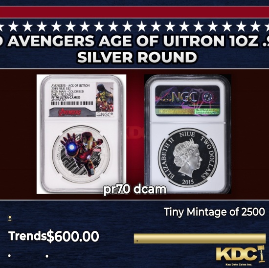 NGC NGC 2015 Marvel Iron Man Colorized Avengers Age of Uitron 1oz .999 Silver $2  Niue Commerative C
