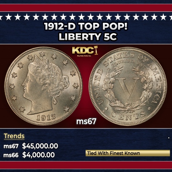 1912-d Liberty Nickel TOP POP! 5c ms67 SEGS