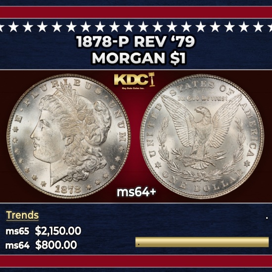 1878-p Rev '79 Morgan Dollar $1 ms64+ SEGS