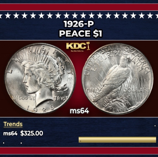 1926-p Peace Dollar $1 Grades ms64