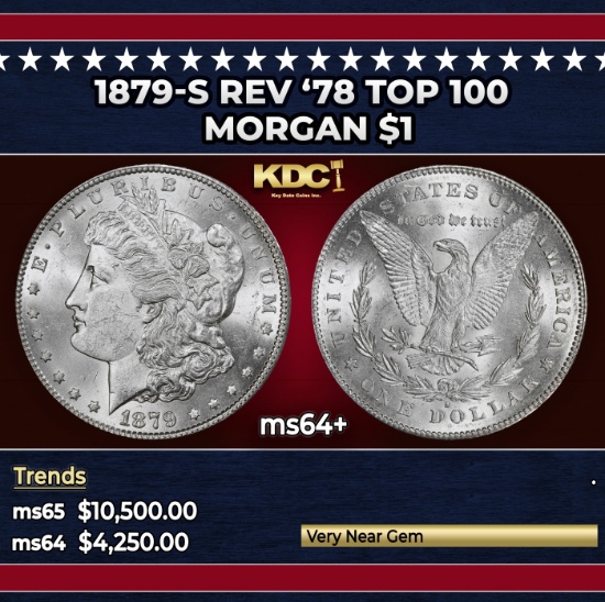 1879-s Rev '78 Top 100 Morgan Dollar $1 ms64+ SEGS