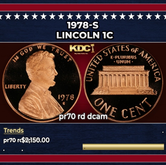 1978-s Proof Lincoln Cent 1c pr70 rd dcam SEGS