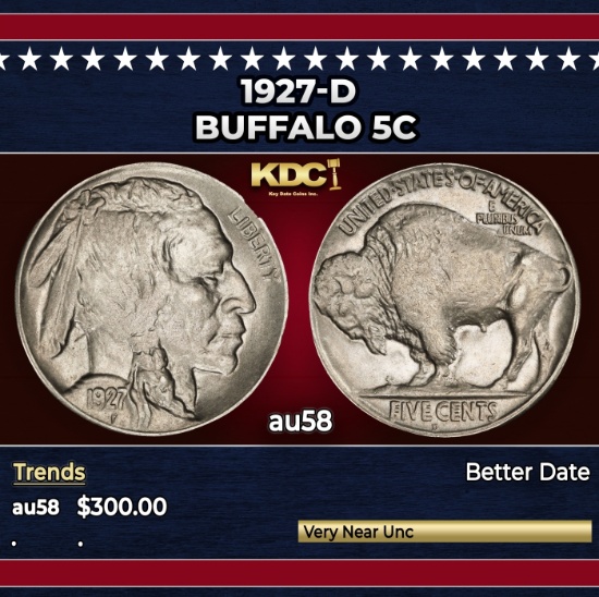 1927-d Buffalo Nickel 5c Grades au58