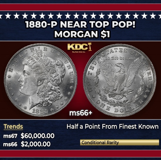 1880-p Morgan Dollar Near Top Pop! $1 ms66+ SEGS
