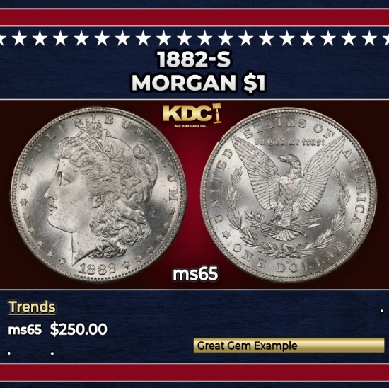 1882-s Morgan Dollar $1 Grades ms65