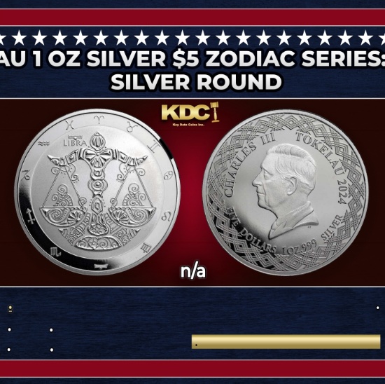 2024 Tokelau 1 oz Silver $5 Zodiac Series: Libra Coin