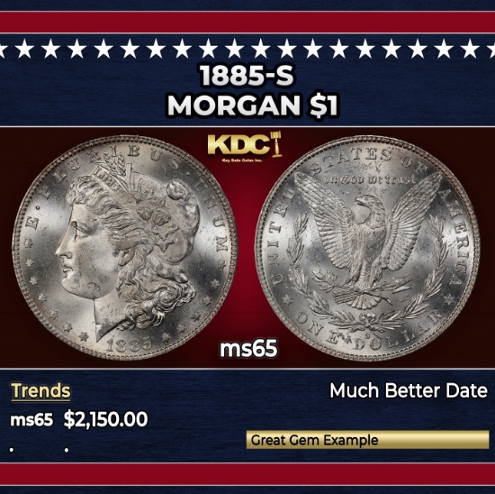 1885-s Morgan Dollar $1 ms65 SEGS