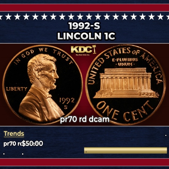 1992-s Proof Lincoln Cent 1c pr70 rd dcam SEGS
