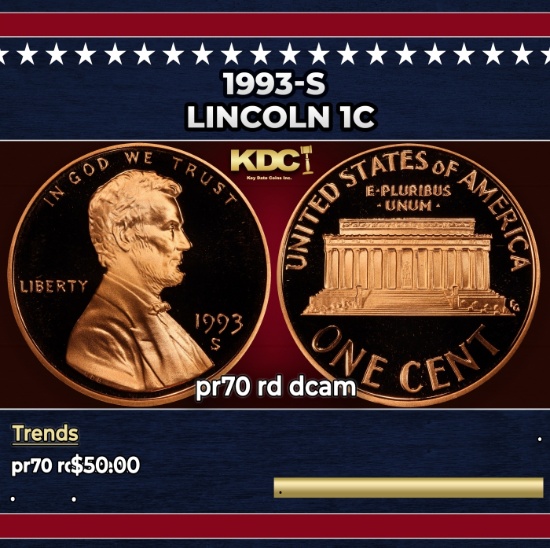 1993-s Proof Lincoln Cent 1c pr70 rd dcam SEGS